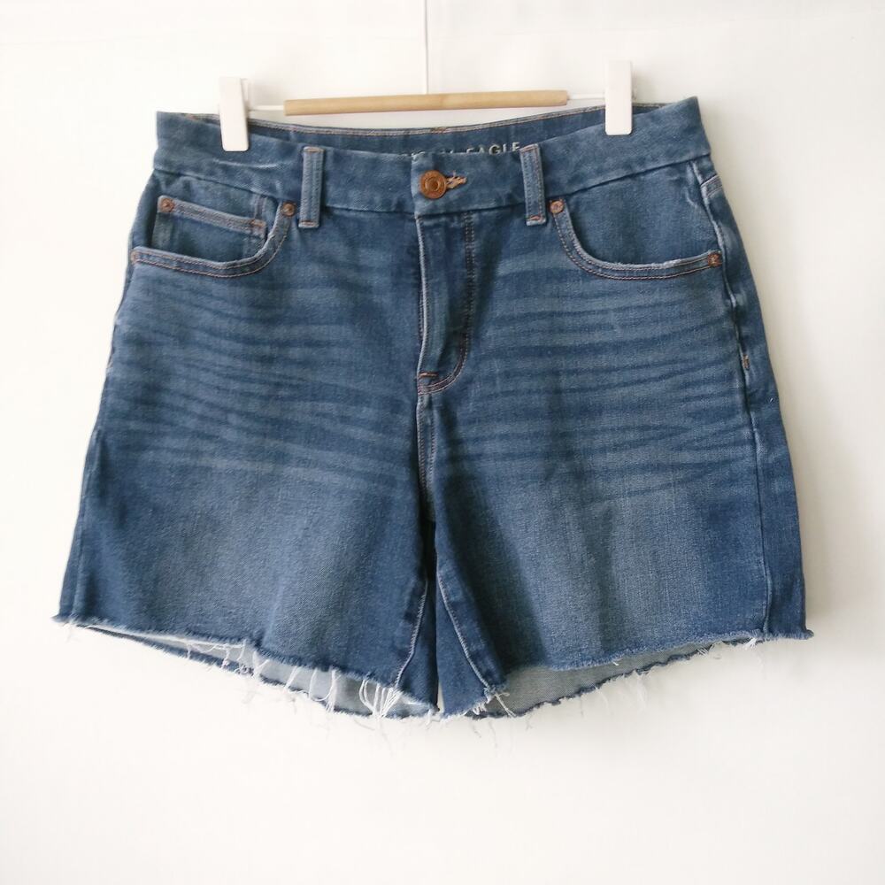 American Eagle The Dream Short Curvy Midi Size 8 Blue Denim Jean Cutoffs 5"